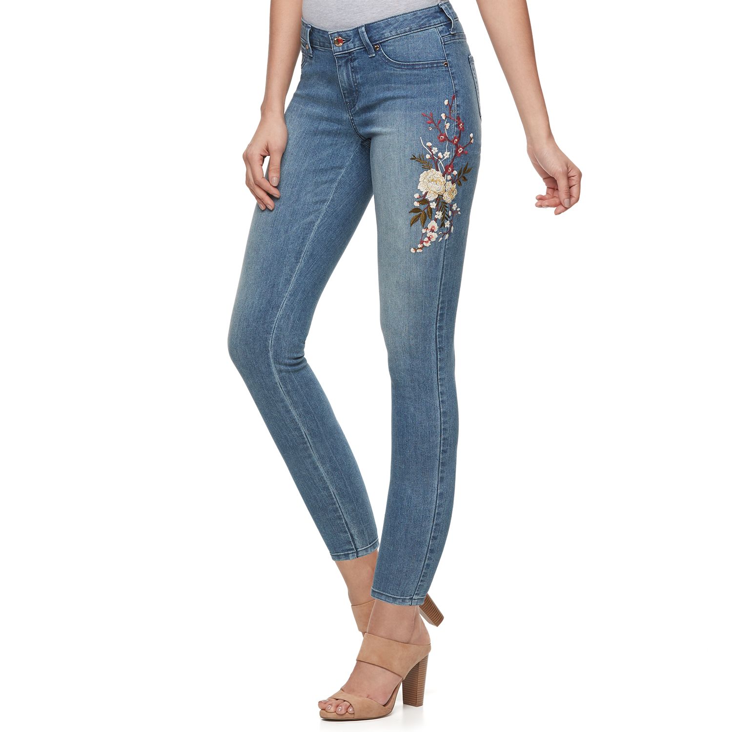 embroidered ankle jeans