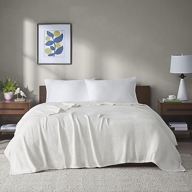Madison Park Freshspun Basketweave Cotton Lightweight Bed Blanket