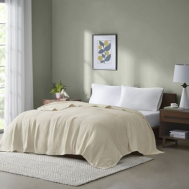 Madison Park Freshspun Basketweave Cotton Lightweight Blanket