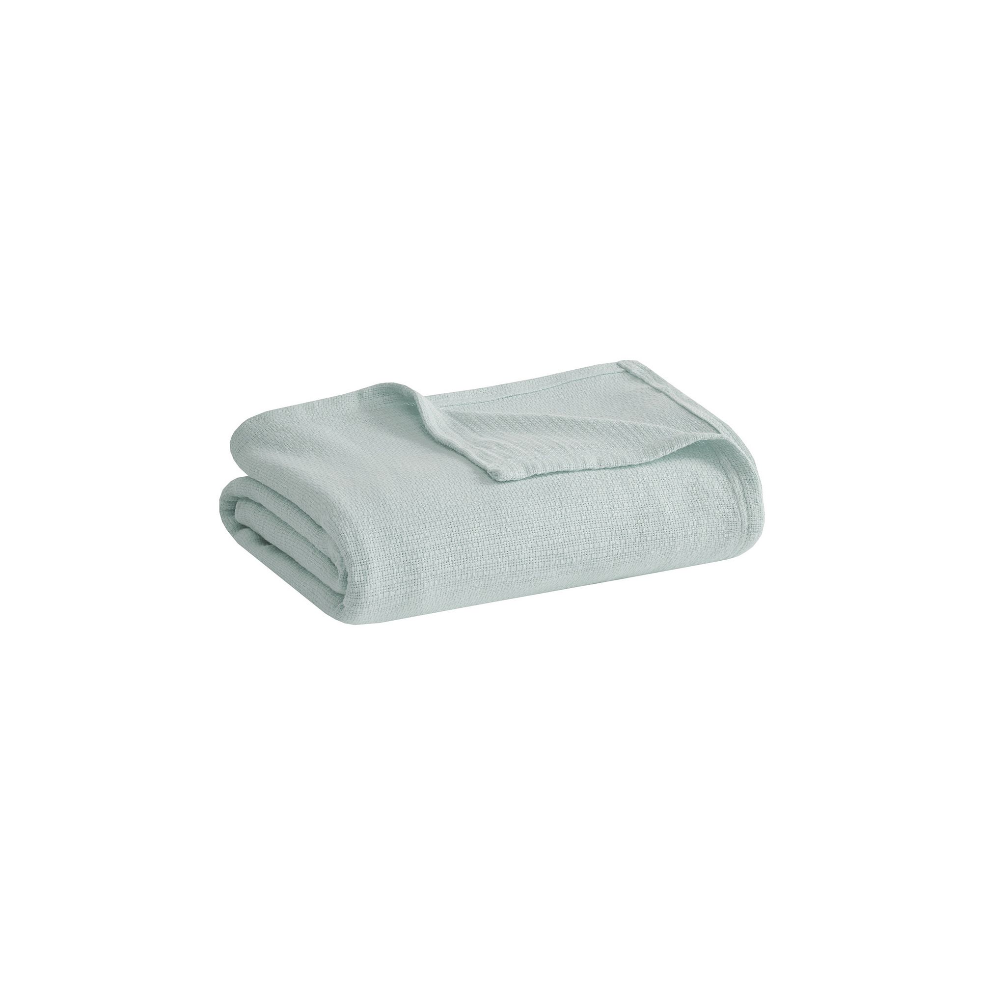 Madison Park Freshspun Basketweave Cotton Lightweight Blanket, Blue