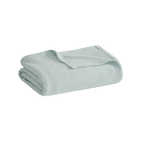 King Freshspun Basketweave Cotton Bed Blanket Blue
