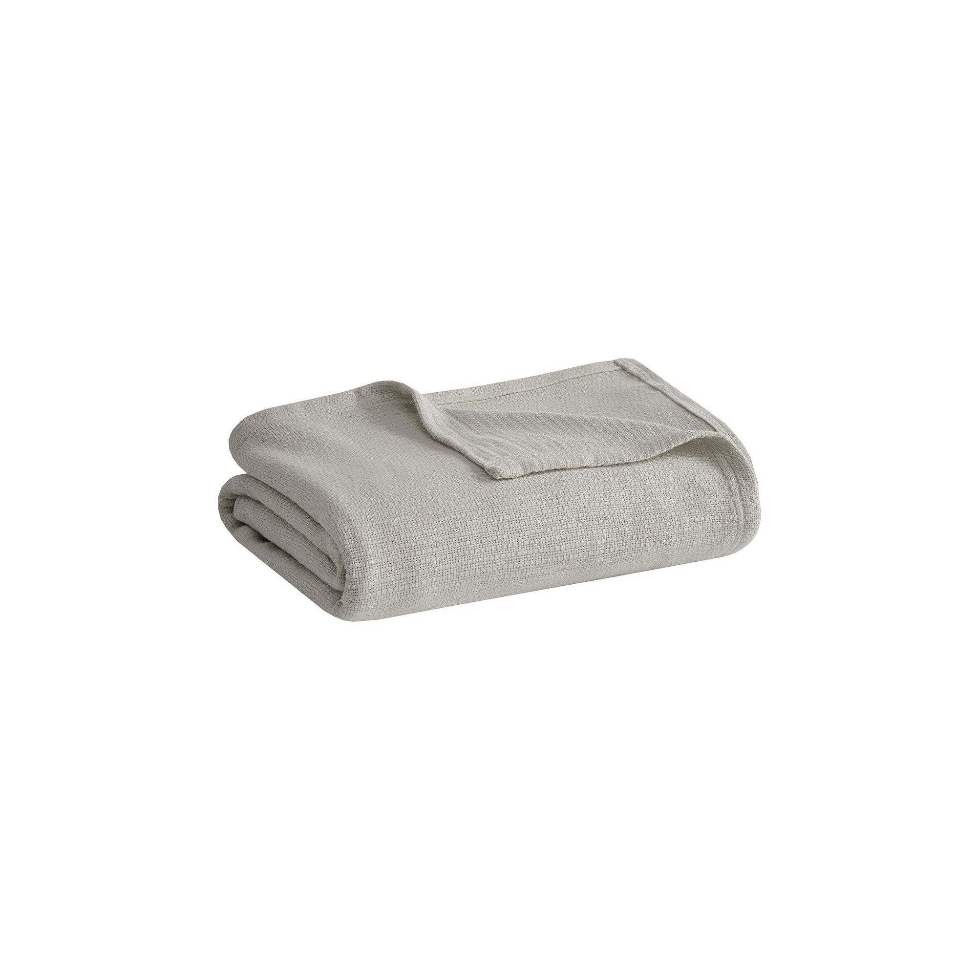 Madison Park Freshspun Basketweave Cotton Lightweight Blanket, Gray