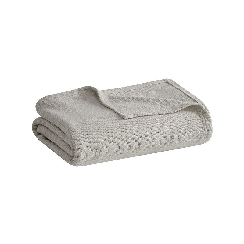 Madison Park Freshspun Basketweave Blanket, Grey, Twin