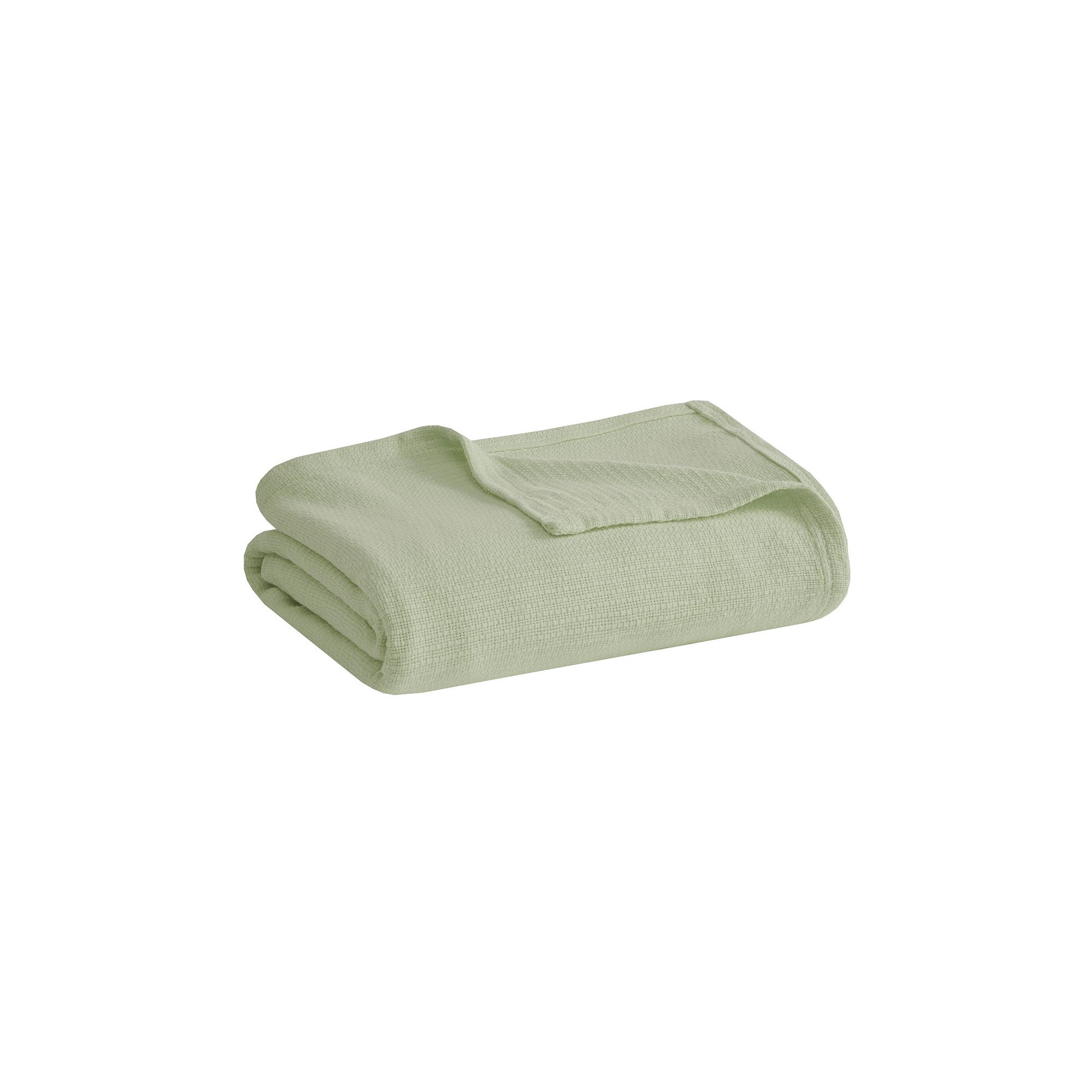 Madison Park Freshspun Basketweave Cotton Lightweight Blanket, Green