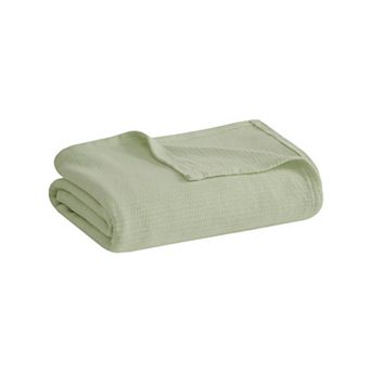 Madison Park Freshspun Basketweave Cotton Lightweight Bed Blanket