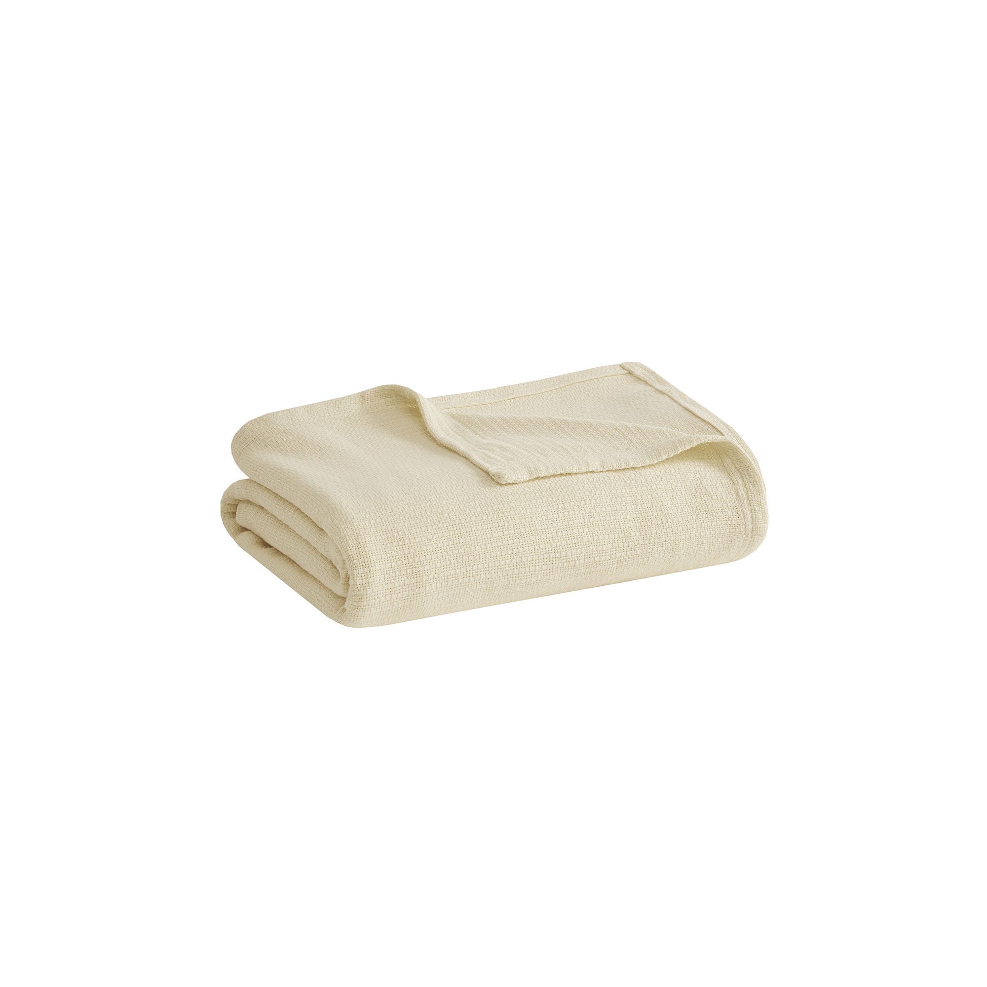 Madison Park Freshspun Basketweave Cotton Lightweight Blanket, Natural