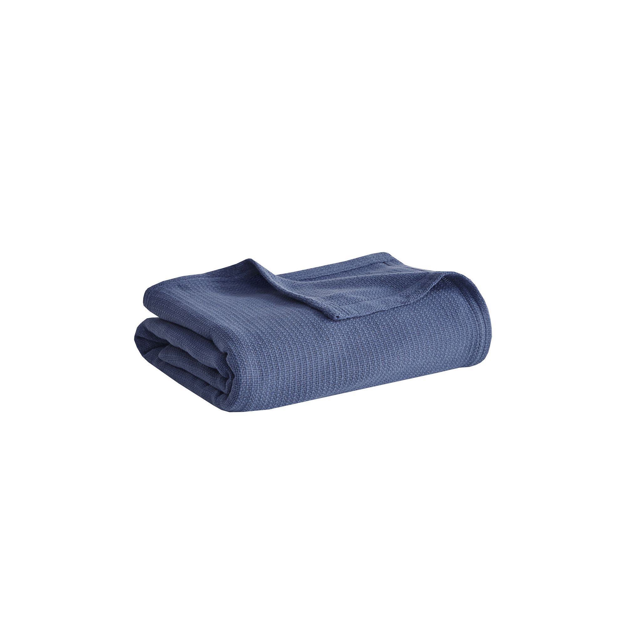 Madison Park Freshspun Basketweave Cotton Lightweight Blanket, Blue