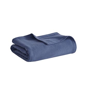 Madison Park Freshspun Basketweave Cotton Lightweight Blanket
