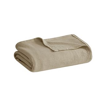 Madison Park Freshspun Basketweave Cotton Lightweight Bed Blanket