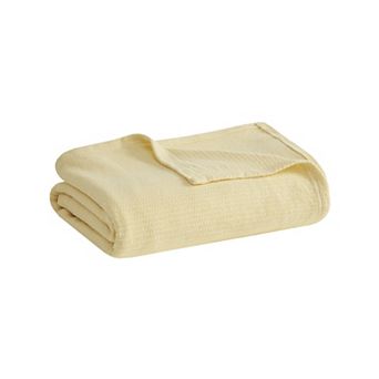 Madison Park Freshspun Basketweave Cotton Lightweight Bed Blanket