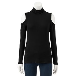 Women's Rock & Republic® Cold-Shoulder Turtleneck Top