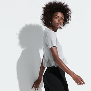 k/lab Metallic Ruffle Crop Top