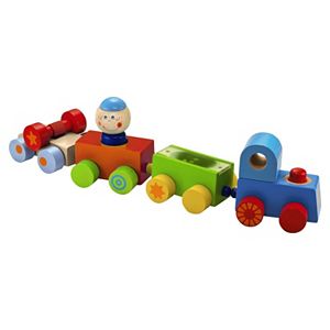 HABA Habatown All Aboard Wooden Magnetic Stacking Train Set