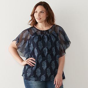 Plus Size SONOMA Goods for Life™ Printed Crinkle Chiffon Top