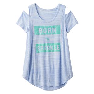 Girls 7-16 SO® Cold Shoulder Short Sleeve Curved Hem Tee