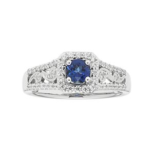 Boston Bay Diamonds 14k White Gold Sapphire & 1/3 Carat T.W. Diamond Paisley Engagement Ring