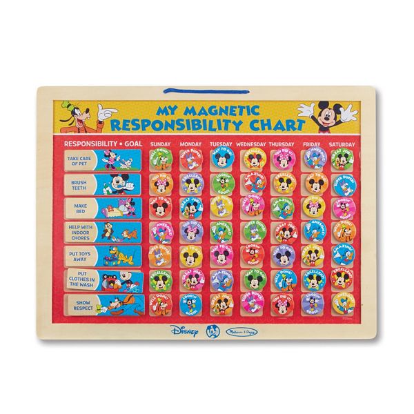 and Behaviors Magnets to Track Schedules Melissa & Doug Disney Mickey Mouse Clubhouse Magnetic Calendar and Responsibility Chart Set with 170 Tasks