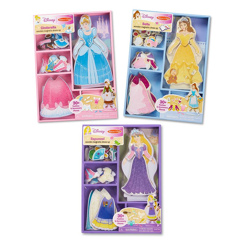 Disneys Cinderella, Belle & Rapunzel Magnetic Dress Up Bundle by Melissa &