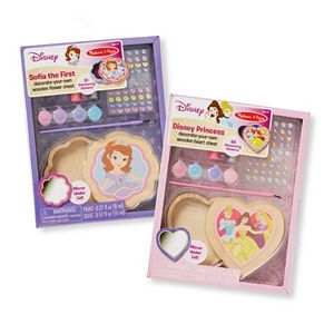 Disney Princess Decorate-Your-Own Wooden Heart Box & Sofia the First Flower Box Bundle by Melissa & Doug