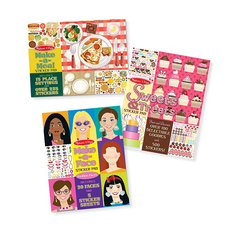 Sweets & Treats, Make-a-Face Fashion and Make-a-Meal Sticker Pad Bundle by 