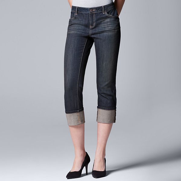 Women's Simply Vera Vera Wang Cuffed Capri Jeans