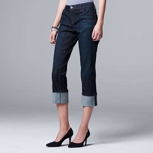 Women's Simply Vera Vera Wang Cuffed Capri Jeans