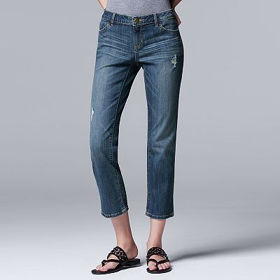 Women's simply vera vera wang cuffed denim capri leggings hot sale
