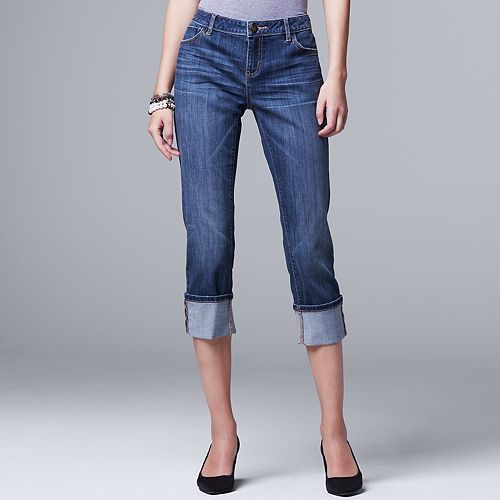 Women's Simply Vera Vera Wang Cuffed Capri Jeans