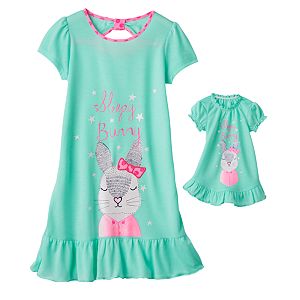 Girls 4-16 SO® Bow-Back Animal Dorm Nightgown & Doll Gown Set