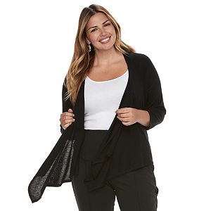Plus Size Dana Buchman Draped Open-Front Cardigan