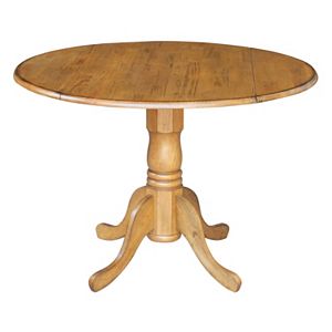 International Concepts Round Dual Drop Leaf Pedestal Table