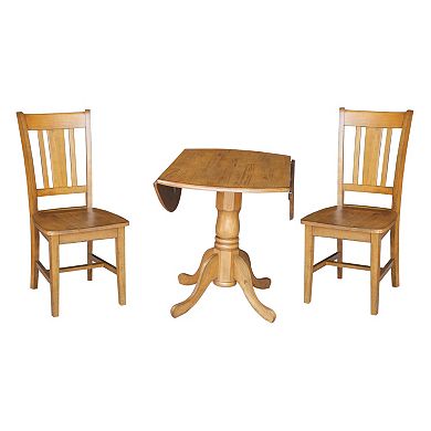 International Concepts Round Dual Drop Leaf Table & Dining Chair 3-piece Set