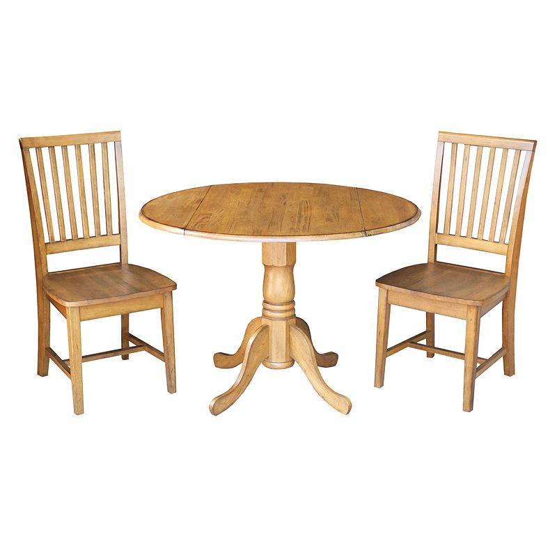 International Concepts Round Dual Drop Leaf Table & Slat Back Dining Chair 