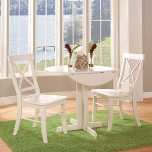 International Concepts Round Dual Drop Leaf Table & Crossback Dining Chair 3-piece Set