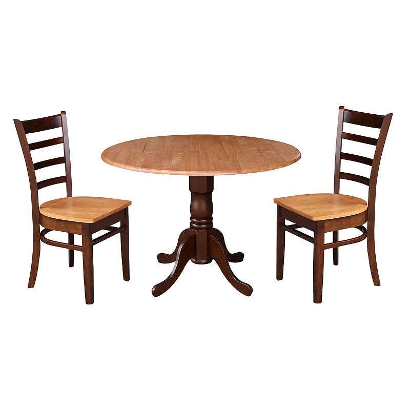 International Concepts Round Dual Drop Leaf Table & Ladderback Dining Chair