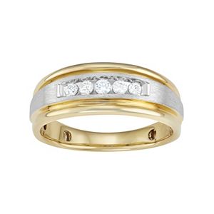 Men's Two Tone 14k Gold  1/4 Carat T.W. Diamond Wedding Band