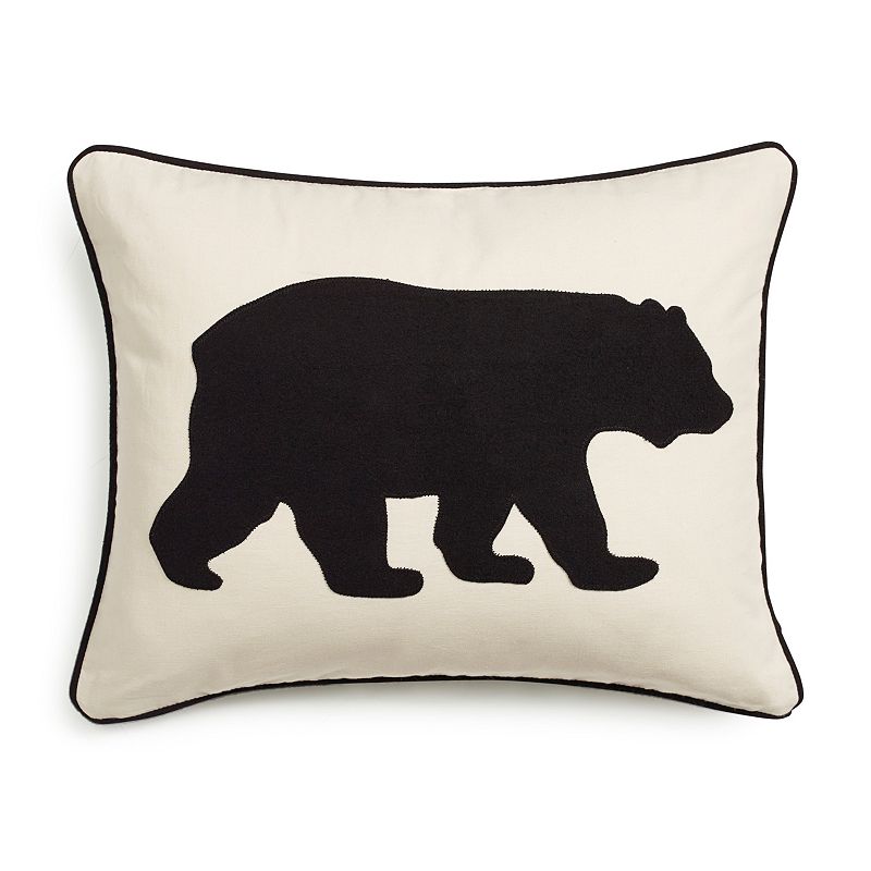 Eddie Bauer Bear Applique Twill Throw Pillow, Black