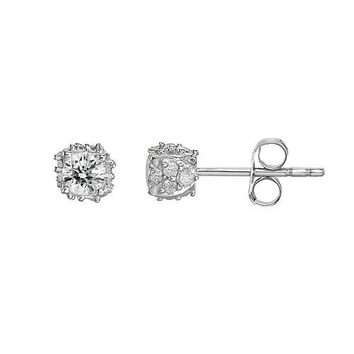 14k White Gold 1 2 Carat T W Diamond Stud Earrings