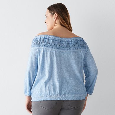 Plus Size Sonoma Goods For Life® Crochet Off-the-Shoulder Top