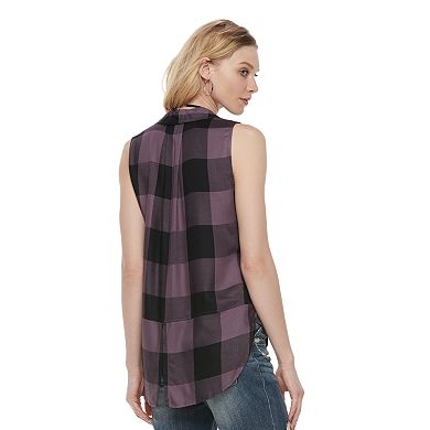 Women's Rock & Republic® High-Low Sleeveless Plaid Shirt