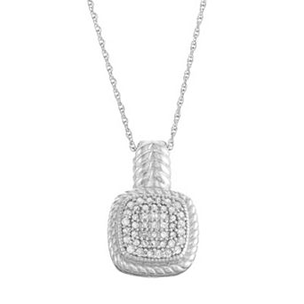 Jewelexcess Sterling Silver 1/4 Carat T.W. Diamond Cushion Pendant