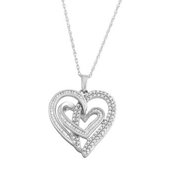 Jewelexcess Sterling Silver 1/2 Carat T.W. Diamond Intertwined Heart Pendant
