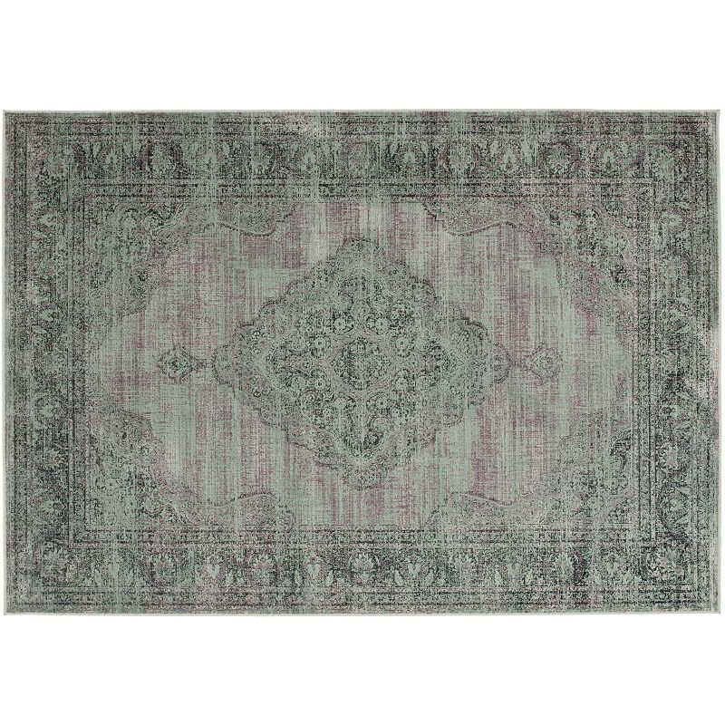 Safavieh Vintage Persian Medallion Framed Rug, Light Blue, 4X5.5 Ft