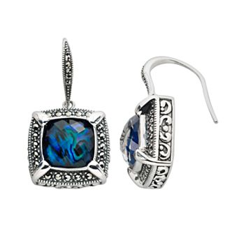 Lavish by TJM Sterling Silver Abalone Doublet Frame Drop Earrings