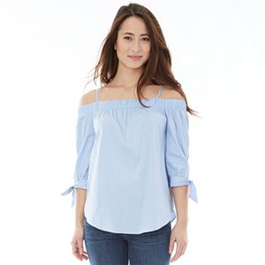 Juniors' IZ Byer California Poplin Off Shoulder Top