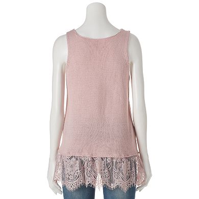 Juniors' Cloud Chaser Lace Sweater Tank