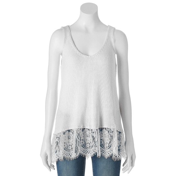 Juniors' Cloud Chaser Lace Sweater Tank