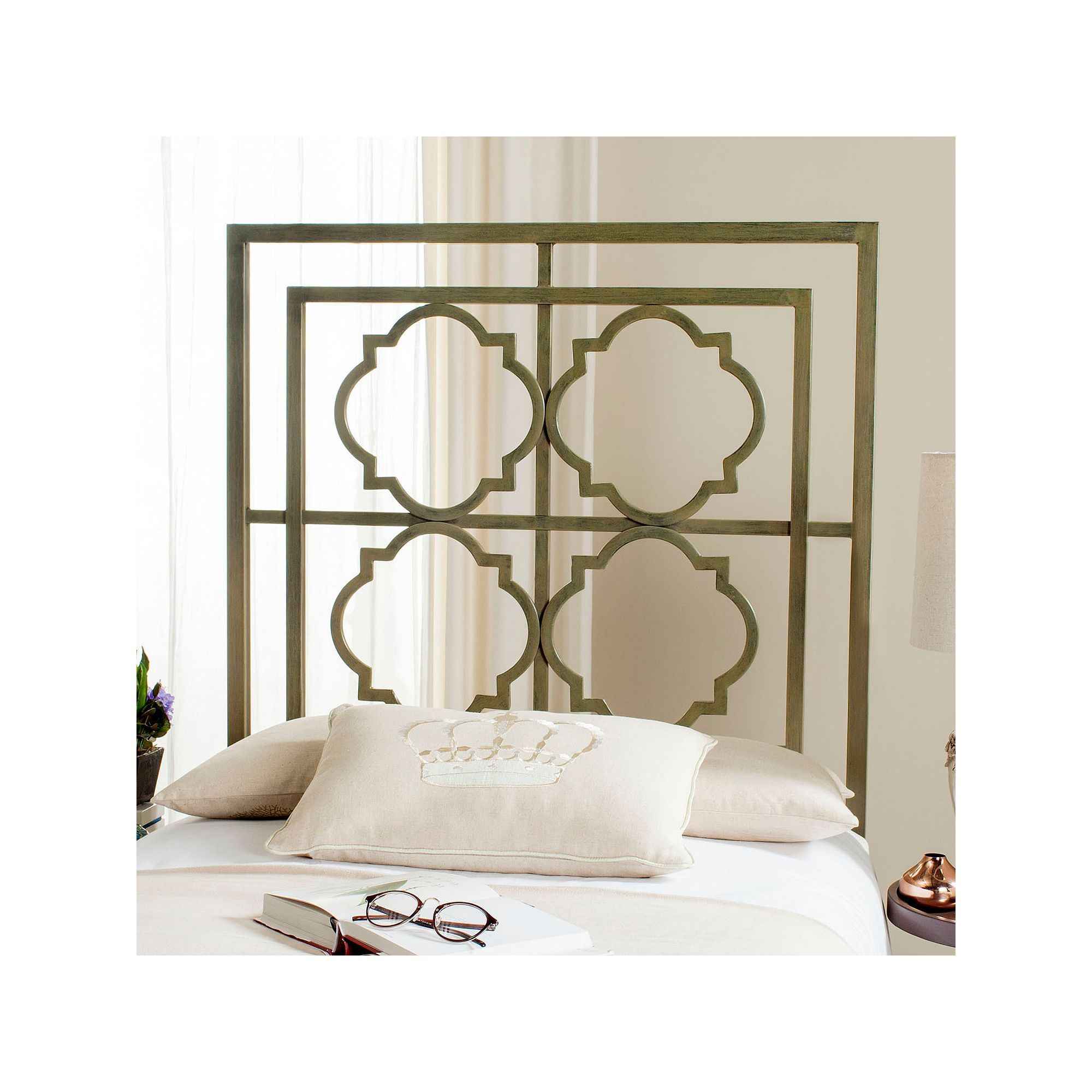 Safavieh Silva Metal Geometric Headboard, French Silver