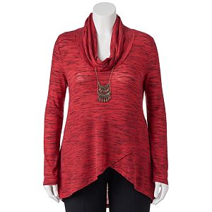 Juniors' Plus Size HeartSoul Cowlneck Tunic Top