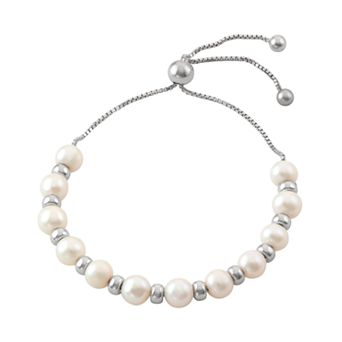 Designs by Gioelli Sterling Silver Freshwater Cultured Pearl Bolo Bracelet